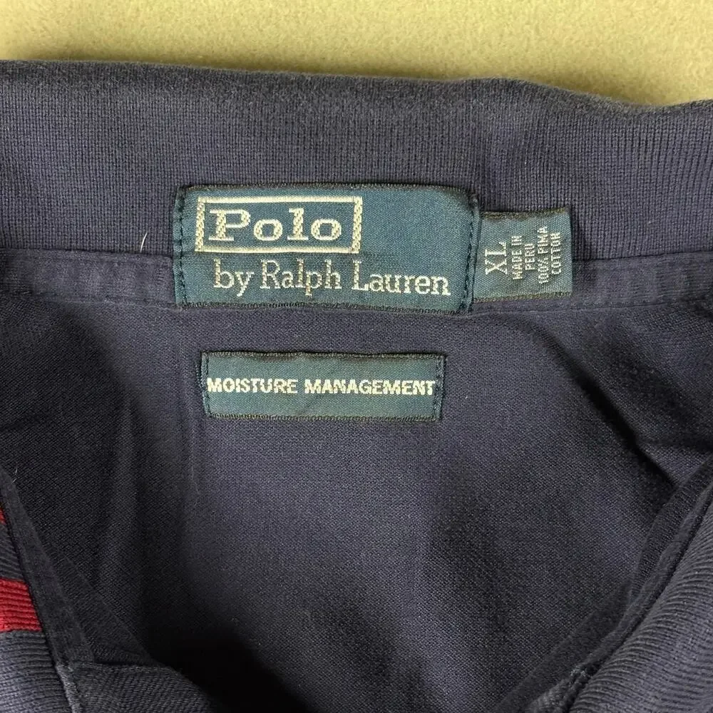Polo Ralph Lauren XL Moisture Management Big Pony Polo Shirt Navy Red